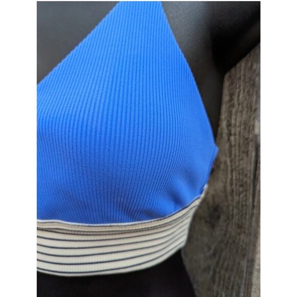 Aerie By Offline Blue Sports Bra Stretch Padded Ribbed Medium Support Size Large - Picture 3 of 8